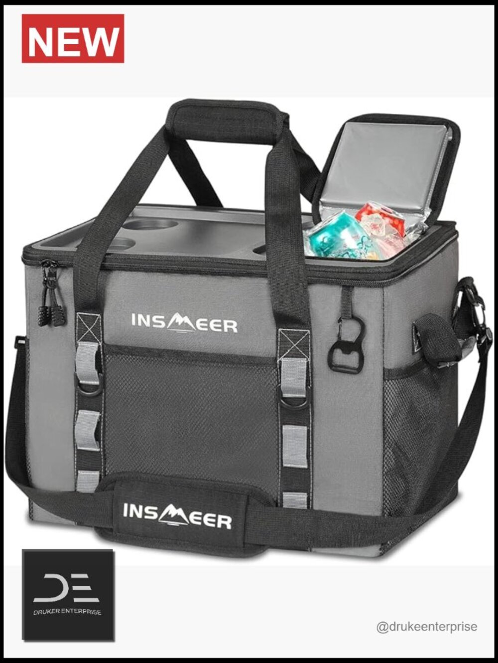 Soft Cooler Bag with Hard Shell, 40L 70 Cans Insulated Leakproof Portable for